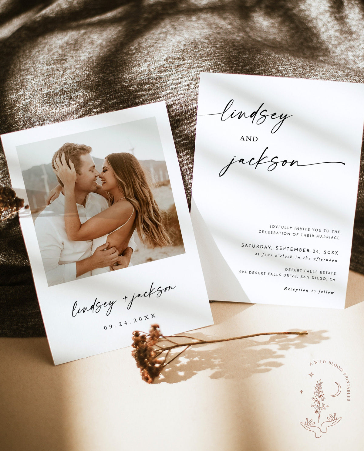 Modern Wedding Invitation Template | Editable Minimalist Wedding Invite