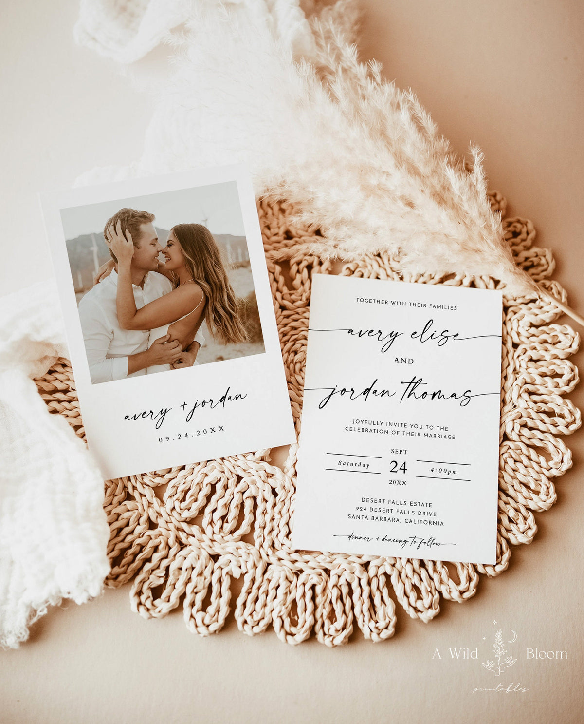 Minimalist Wedding Invitation Template | Editable Modern Wedding Invite
