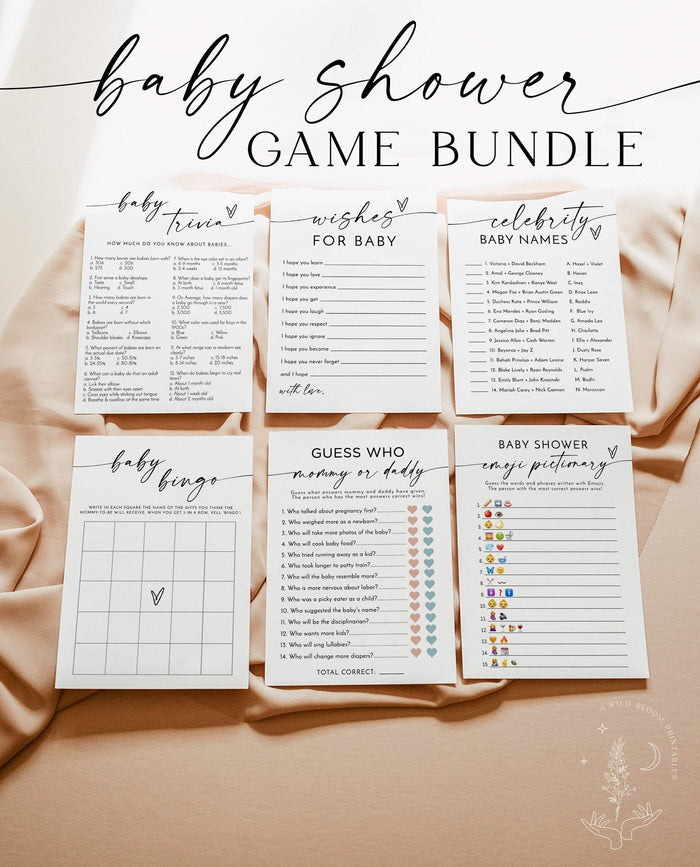 Baby Shower Game Bundle | Minimalist Baby Shower Games