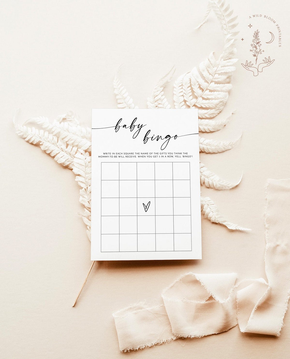 Modern Baby Shower Bingo Game | Minimalist Baby Shower Game