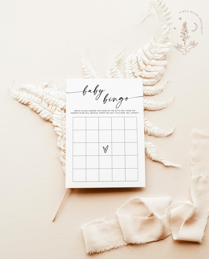 Modern Baby Shower Bingo Game | Minimalist Baby Shower Game
