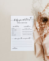 Baby Shower Advice and Predictions Card | Modern Baby Shower