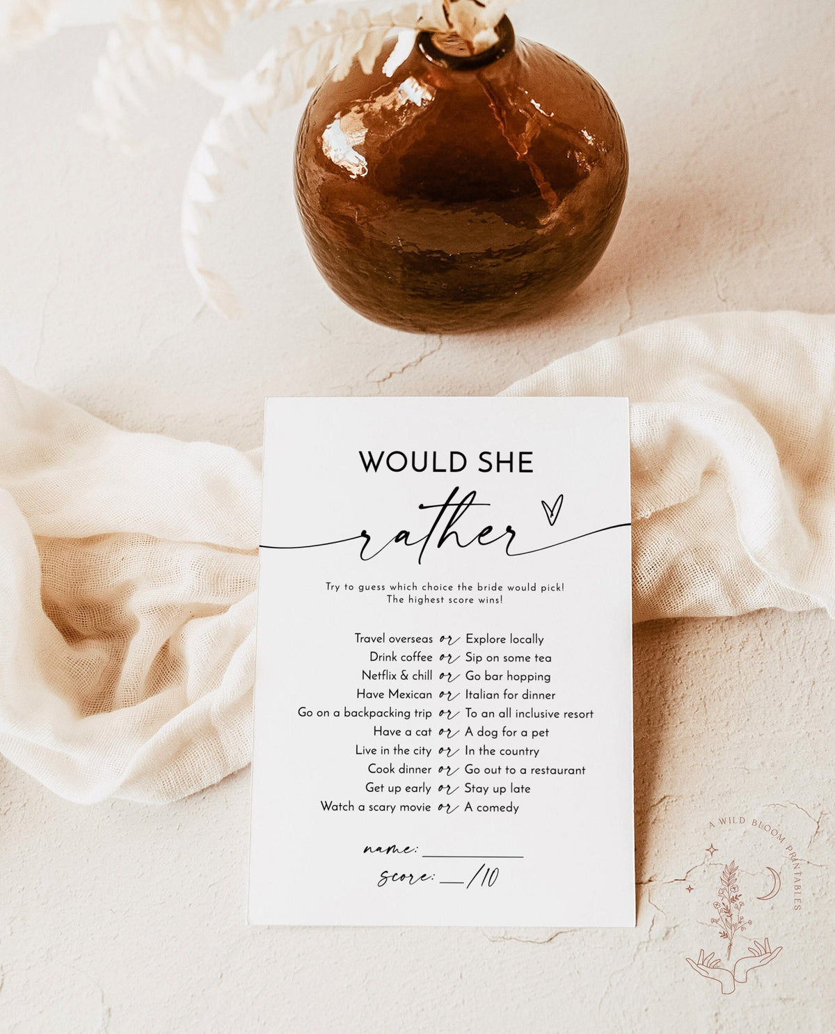 Would She Rather Bridal Shower Game | Bridal Trivia
