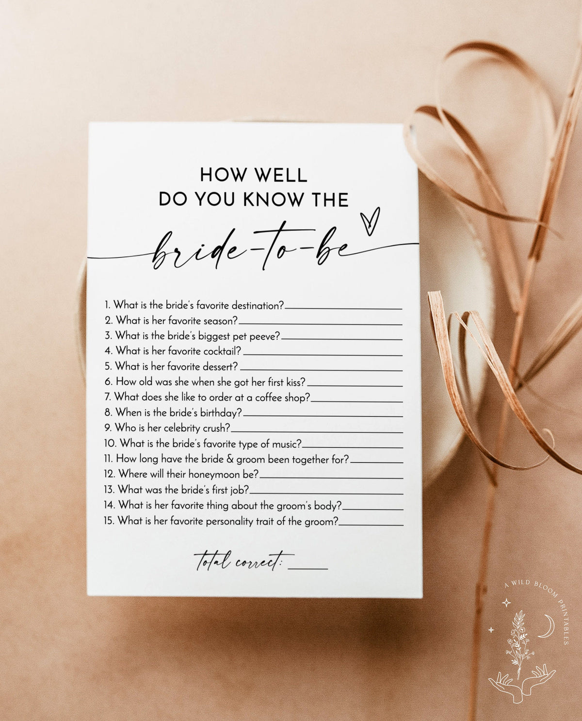 How Well Do You Know the Bride-to-Be Game | Modern Bridal Trivia Shower Game