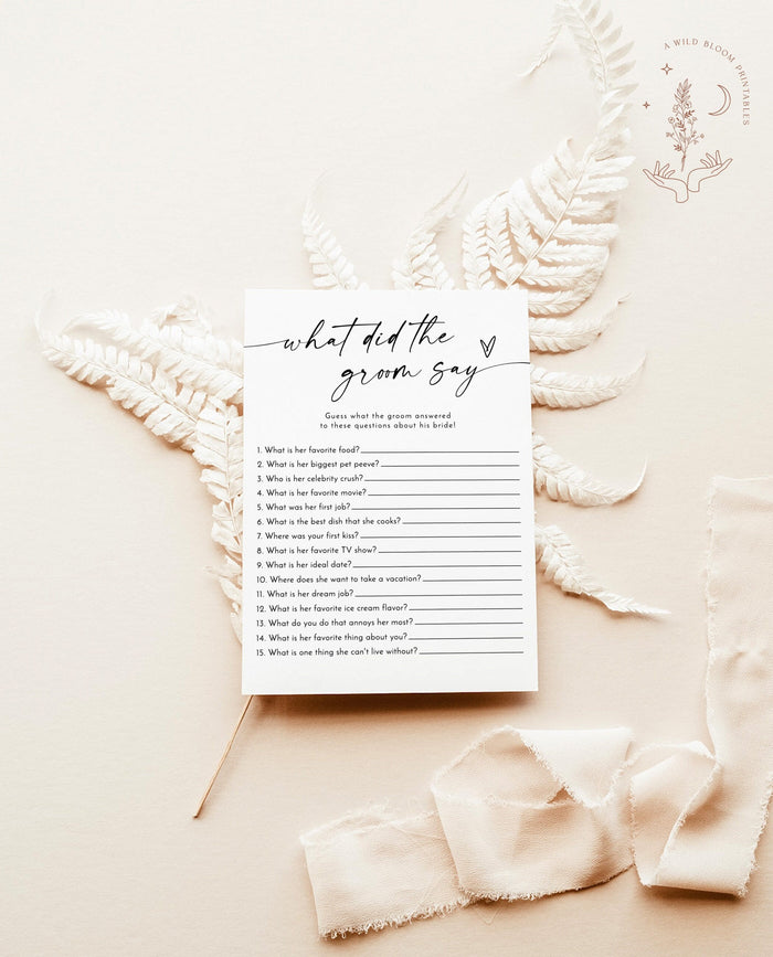 What Did the Groom Say Shower Game | Bridal Trivia Shower Game