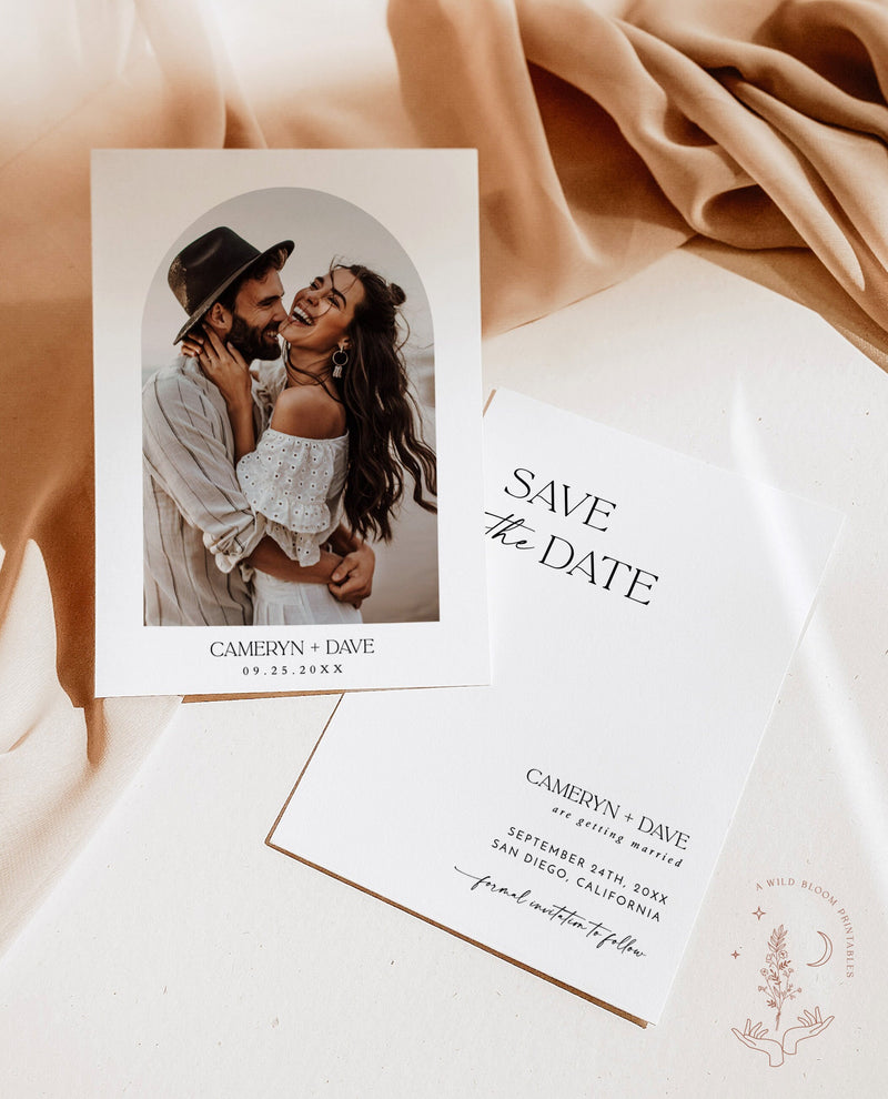 Boho Photo Save the Date Template | Minimal Save the Date Template | Modern Save the Date | Boho Save the Date Card | Editable Template | D1