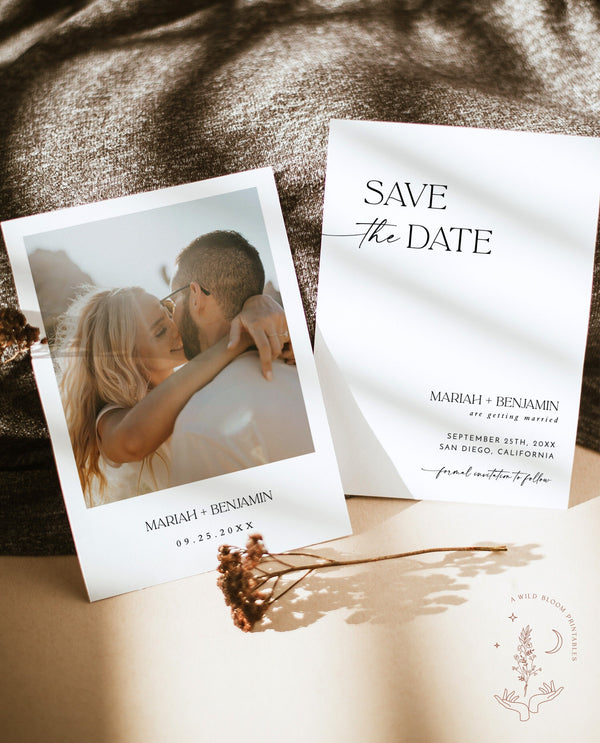 Minimalist Photo Save the Date Template | Modern Save the Date Template | Photo Save the Date | Boho Save the Date Card | D1