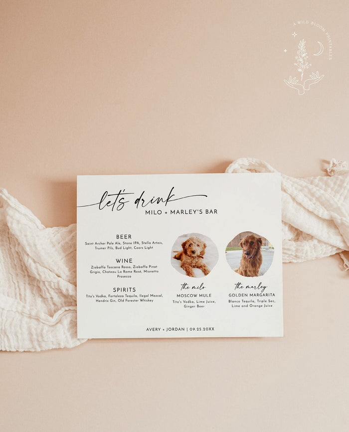 Dog Signature Drink Sign | Pet Signature Cocktail Sign