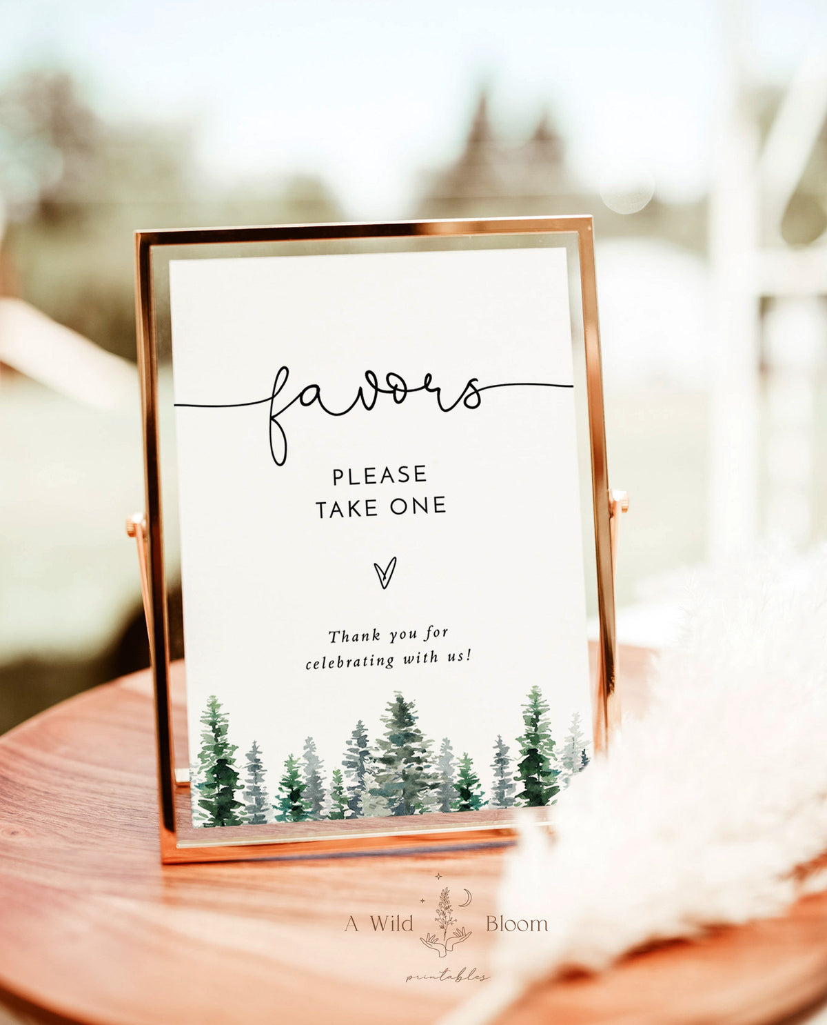 Winter Baby Shower Favors Sign | Rustic Pine Shower Favors Sign