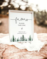 Winter Baby Shower Favors Sign | Rustic Pine Shower Favors Sign