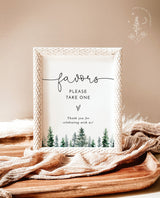 Winter Baby Shower Favors Sign | Rustic Pine Shower Favors Sign