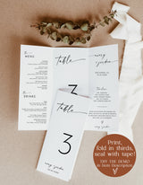 Modern Wedding Trifold Table Numbers | Minimalist Wedding Table Numbers | Tri-fold Table Menu | Triangle Table Stand | Editable Template M9