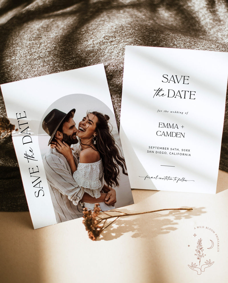 Minimalist Photo Save the Date Template | Modern Save the Date Template | Photo Save the Date | Boho Arch Save the Date Card | D1