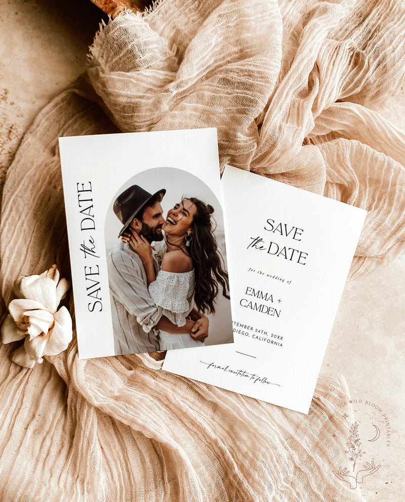 Minimalist Photo Save the Date Template | Modern Save the Date Template | Photo Save the Date | Boho Arch Save the Date Card | D1