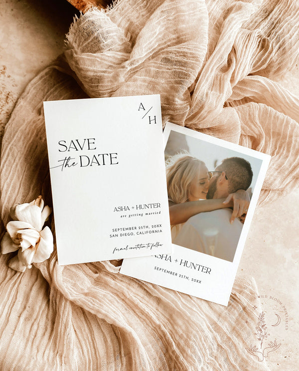 Photo Save the Date Template | Modern Save the Date Template | Minimal Save the Date | Boho Save the Date Card | Editable Template | D1