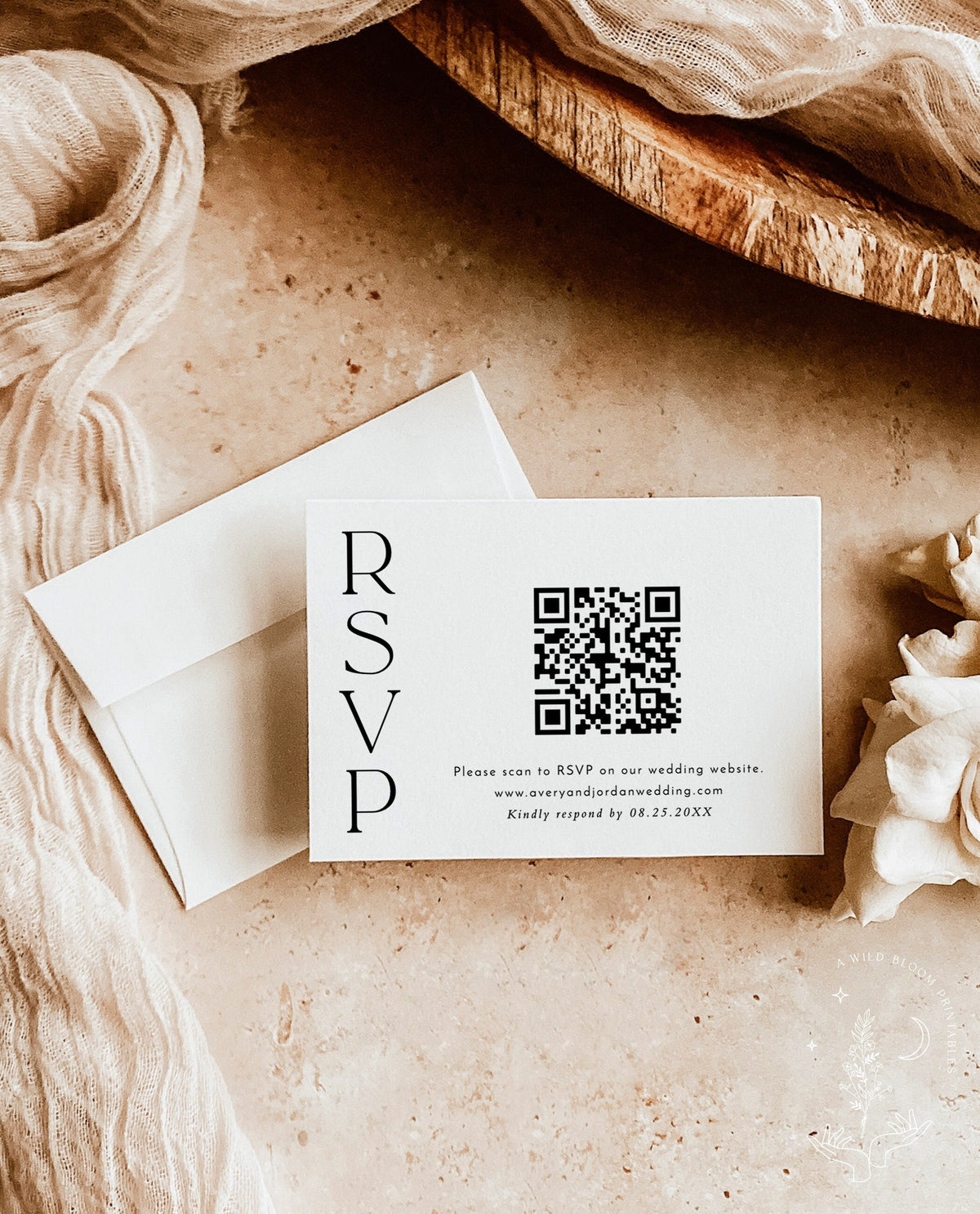 QR Code Response Card |Minimalist Wedding Reply Card