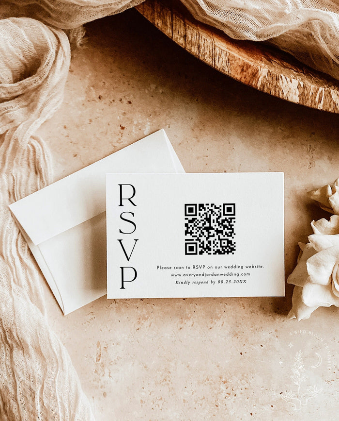 QR Code Response Card |Minimalist Wedding Reply Card