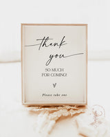 Modern Wedding Thank You Sign Template | Minimalist Favors Sign