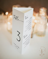 Modern Wedding Trifold Table Numbers | Minimalist Wedding Table Numbers | Tri-fold Table Menu | Triangle Table Stand | Editable Template M9