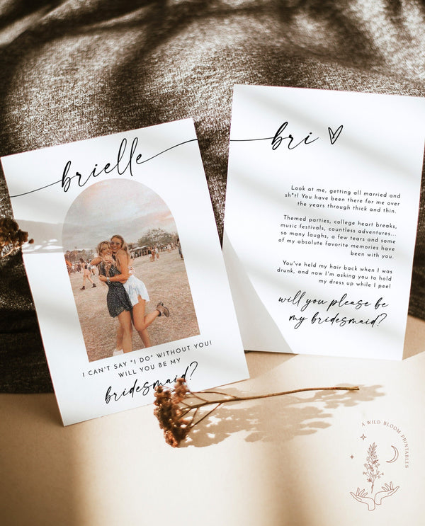 Bridesmaid Photo Card | Will You Be My Bridesmaid | Photo Bridesmaid Proposal | Modern Minimalist Wedding | Boho Arch Bridesmaid Proposal M9