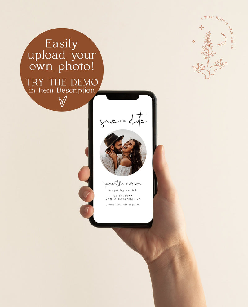 Electronic Save the Date | Modern Minimalist Save the Date | Digital Text Save the Date | Digital Save the Date | Editable Template | M4