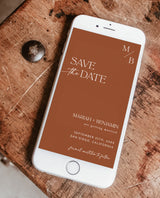 Terracotta Save the Date | Modern Minimalist Save the Date | Electronic Save the Date | Digital Text Save the Date | Editable Template | D1