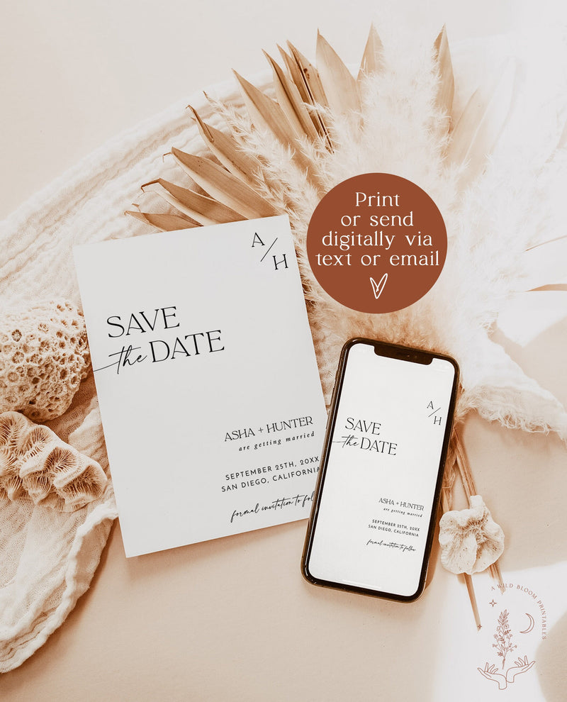 Photo Save the Date Template | Modern Save the Date Template | Minimal Save the Date | Boho Save the Date Card | Editable Template | D1