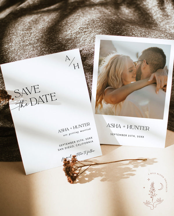 Photo Save the Date Template | Modern Save the Date Template | Minimal Save the Date | Boho Save the Date Card | Editable Template | D1