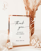 Modern Wedding Thank You Sign Template | Minimalist Favors Sign