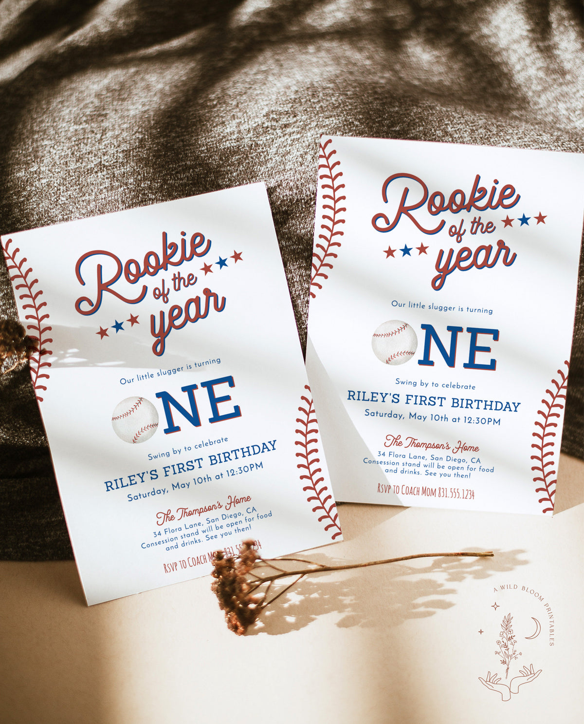Baseball First Birthday Invitation | Rookie of the Year Invite
