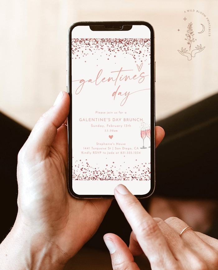 Galentines Day Text Invite | Pink Valentines Day Brunch Dinner