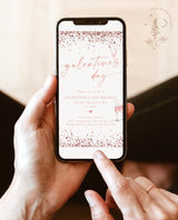 Galentines Day Text Invite | Pink Valentines Day Brunch Dinner | Digital Evite | Rose Gold Valentines Day Dinner | Editable Template | M9