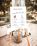 Signature Drinks Sign Template | Minimalist Wedding Bar Menu Poster