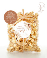 Popcorn Favor Tags | Boho Shower Favor Stickers | Boho Thank You Tags | Pampas Grass Shower | Thanks for Popping By | Editable Template | A4
