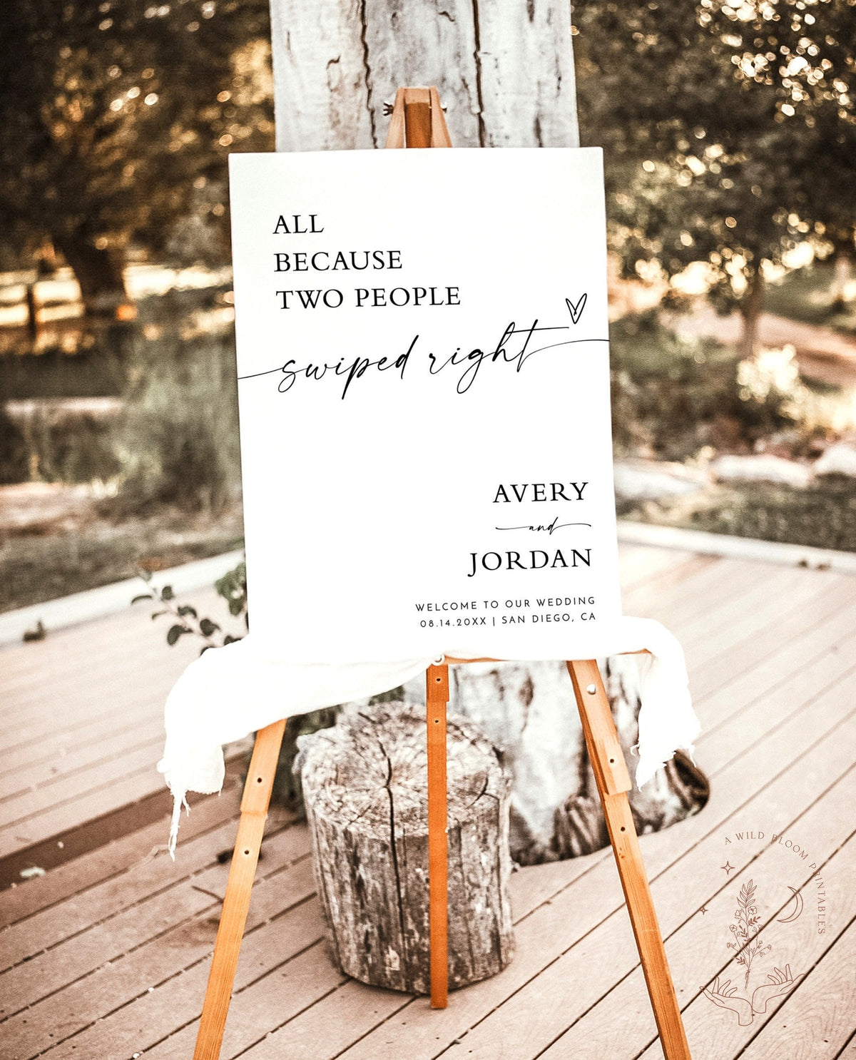 Minimalist Wedding Welcome Sign | All Because Two People Swiped Right Wedding Sign