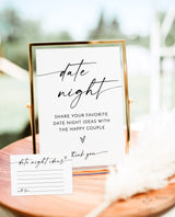 Modern Date Night Ideas Card | Date Night Ideas Sign