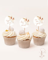Boho Bridal Shower Cupcake Toppers | Pampas Grass Bridal Shower