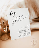 Minimalist Gender Reveal Invitation Template | Modern Gender Reveal Party Invite