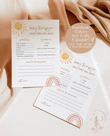 Sunshine Baby Shower Advice & Predictions Card | Sunshine Rainbow Baby Shower