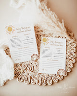 Sunshine Baby Shower Advice & Predictions Card | Sunshine Rainbow Baby Shower