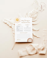 Sunshine Baby Shower Advice & Predictions Card | Sunshine Rainbow Baby Shower