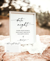 Modern Date Night Ideas Card | Date Night Ideas Sign | Boho Bridal Shower | Minimalist Bridal Shower | Date Night Card Template | M9