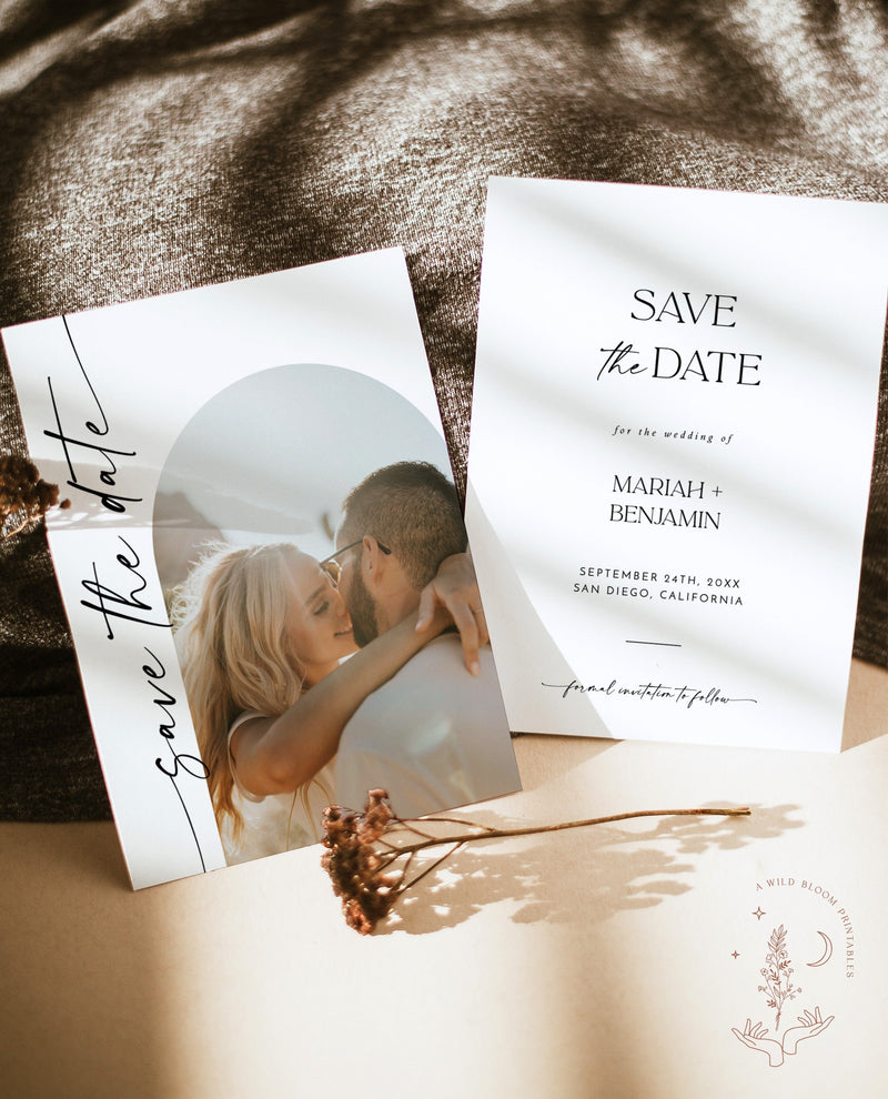 Modern Photo Save the Date Template | Minimalist Save the Date Template | Photo Save the Date | Boho Arch Save the Date Card | M9
