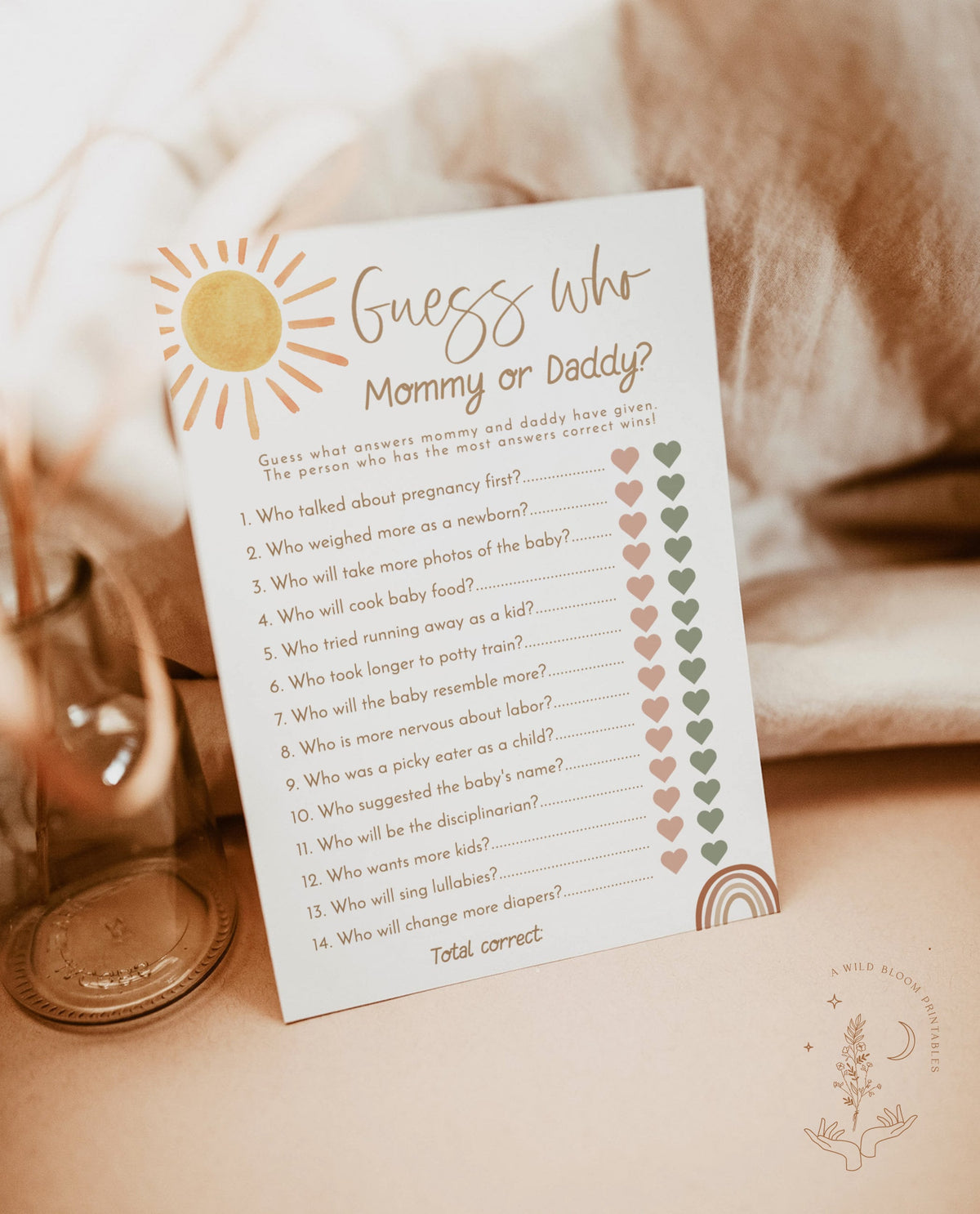 Sunshine Guess Who Game | Boho Gender Neutral Baby Shower