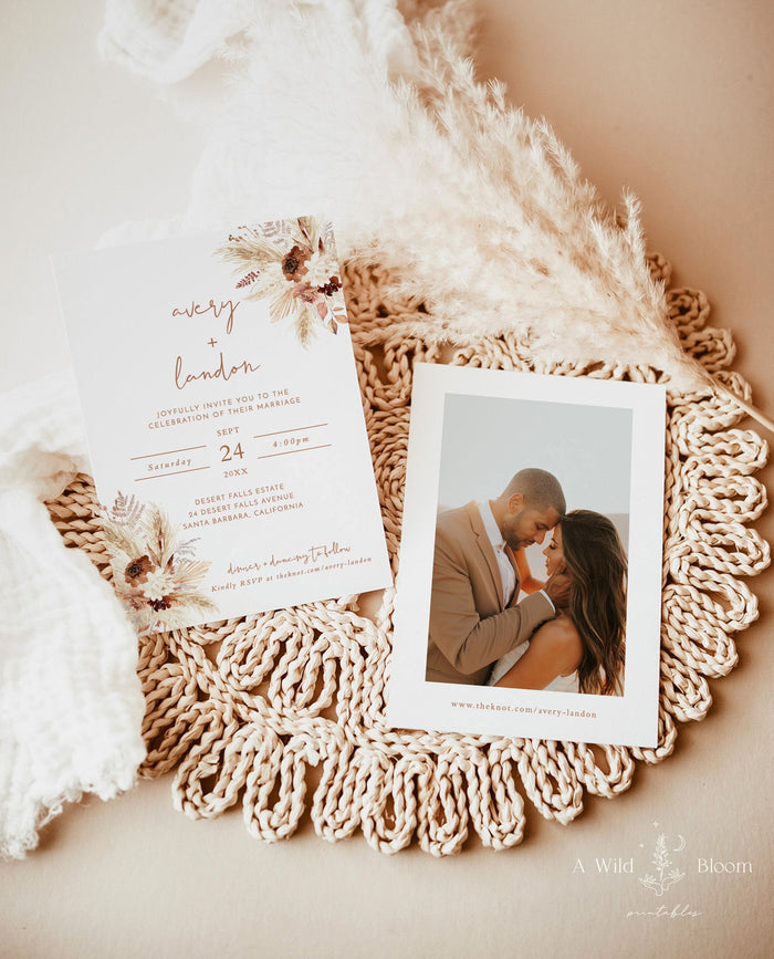Boho Wedding Invitation Template | Wedding Invite