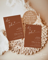 Gender Reveal Invitation Template | Modern Minimalist Gender Reveal Party Invite