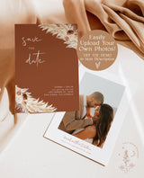 Boho Photo Save the Date | Save the Date | Terracotta Save the Date | Pampas Grass Save the Date | Editable Template | A4