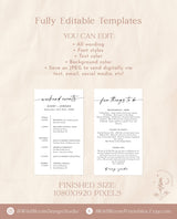 Minimalist Wedding Weekend Itinerary Template | Digital Itinerary