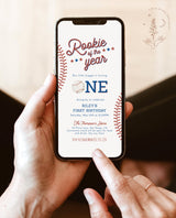 Baseball First Birthday Text Invite | Digital Rookie of the Year Invite