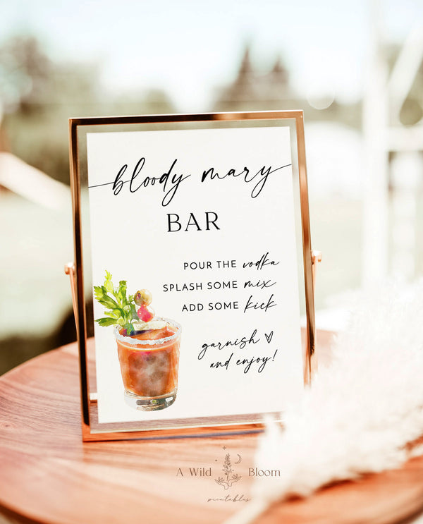 Bloody Mary Bar Bridal Shower Sign | Modern Bridal Shower Bar Sign | Minimalist Bar Sign | Modern Bloody Mary Bar | Boho Bridal Shower | M9